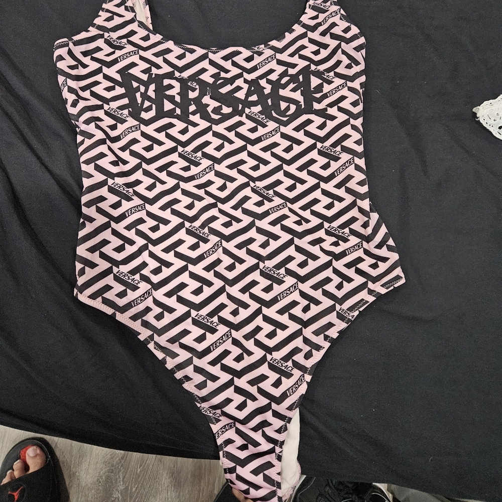 Versace Greca Signature Print One Piece Swimsuit Size 2